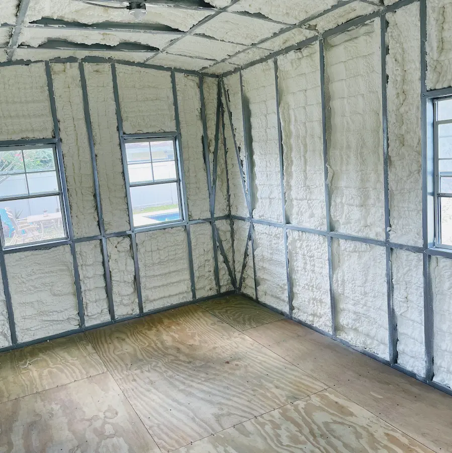 Closed-cell spray foam insulation applied to wall cavities in a residential project in Aliso Viejo
